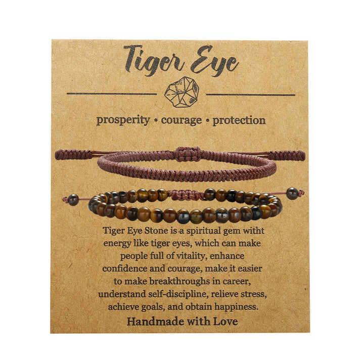 Bracelet tressé en perles d'œil de tigre naturelles Olivenorma