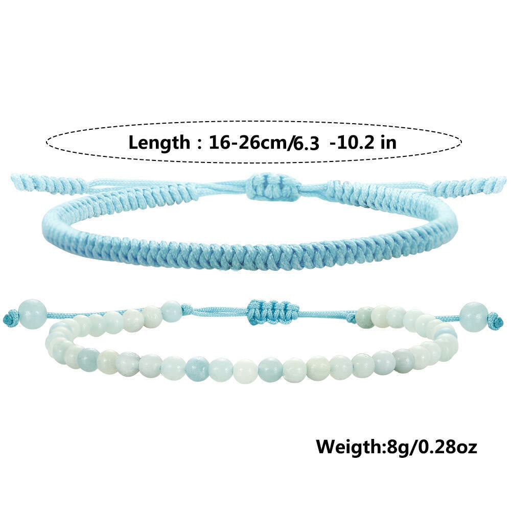 Bracelet tressé en perles d'amazonite naturelle Olivenorma
