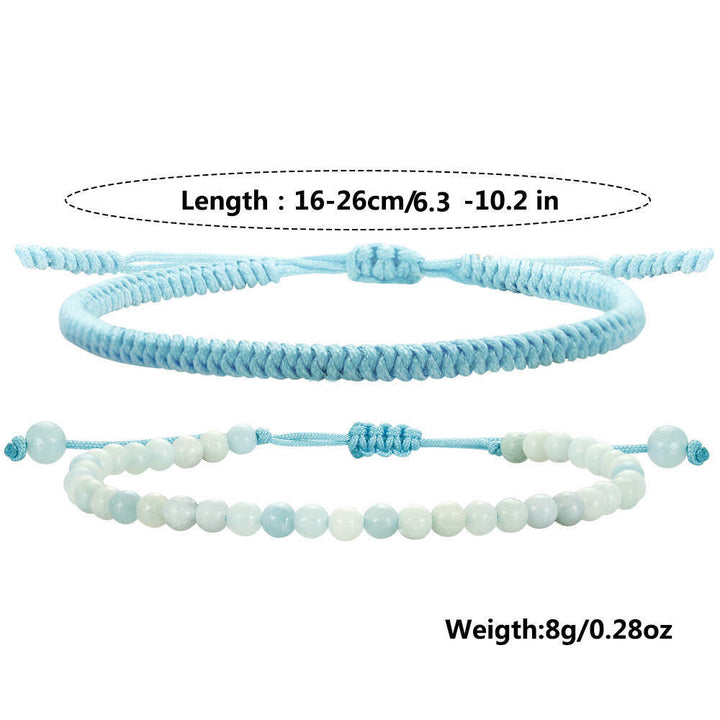 Bracelet tressé en perles d'amazonite naturelle Olivenorma