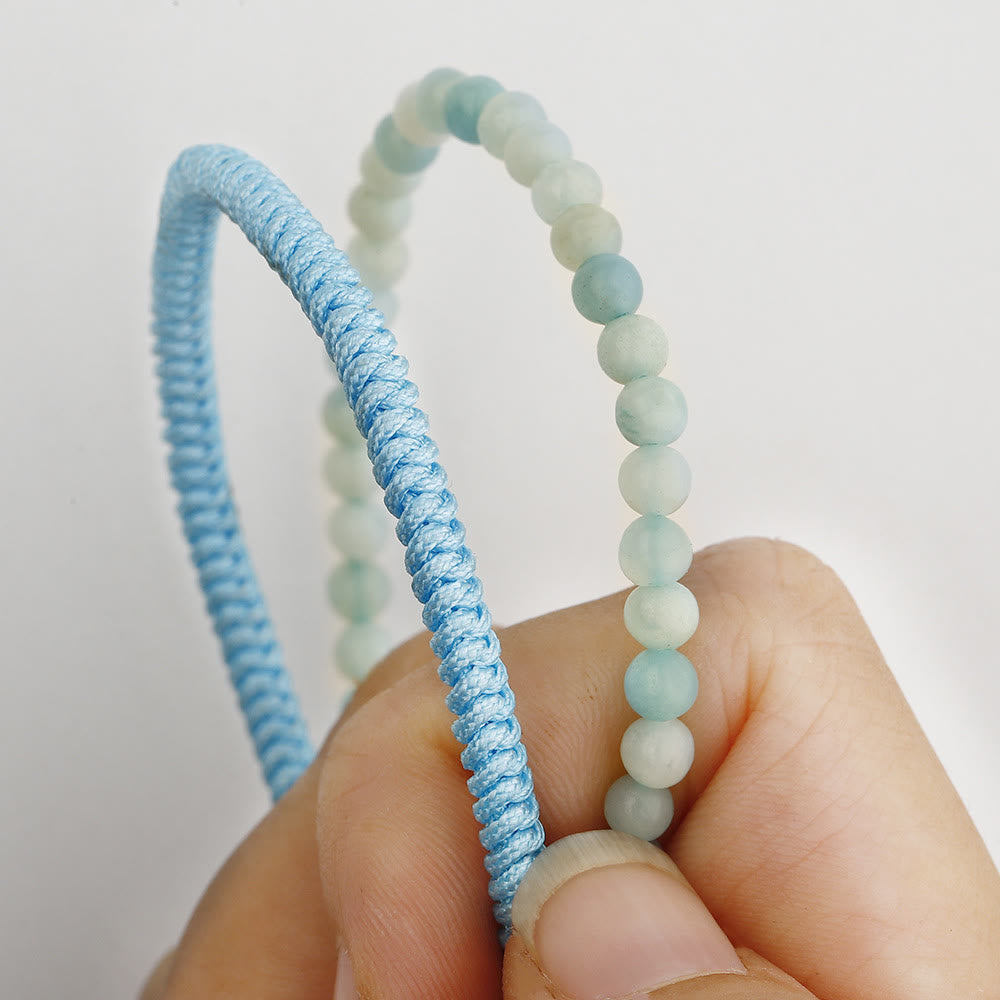 Bracelet tressé en perles d'amazonite naturelle Olivenorma