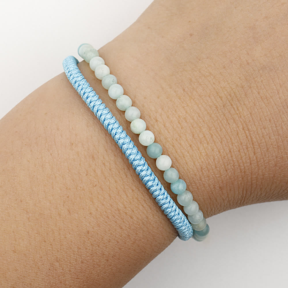 Bracelet tressé en perles d'amazonite naturelle Olivenorma
