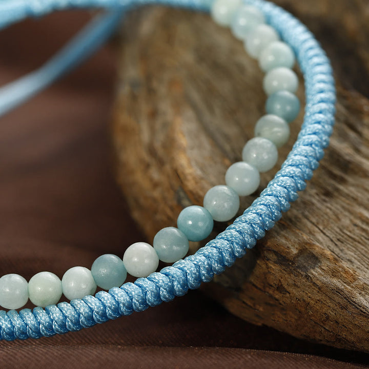 Bracelet tressé en perles d'amazonite naturelle Olivenorma