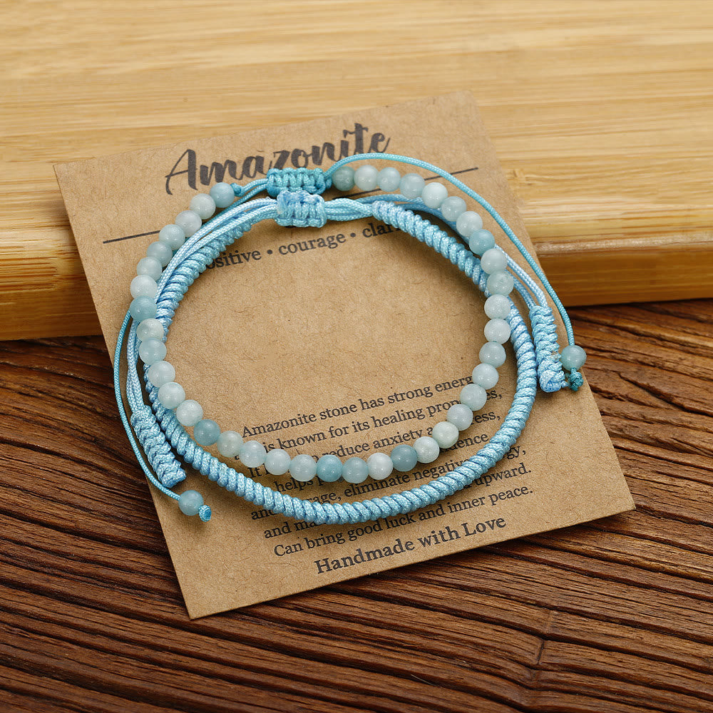 Bracelet tressé en perles d'amazonite naturelle Olivenorma