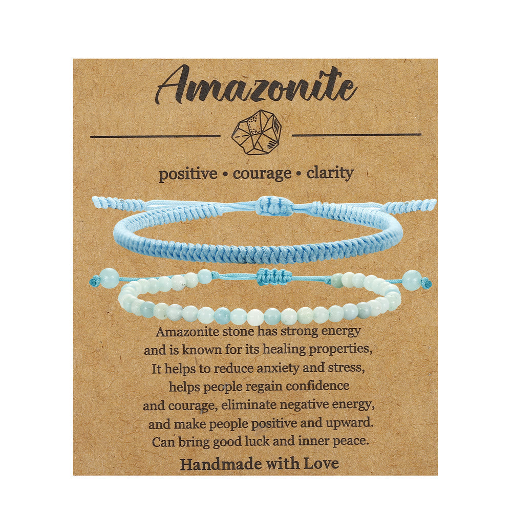 Bracelet tressé en perles d'amazonite naturelle Olivenorma