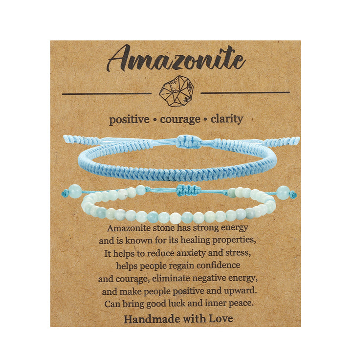 Bracelet tressé en perles d'amazonite naturelle Olivenorma