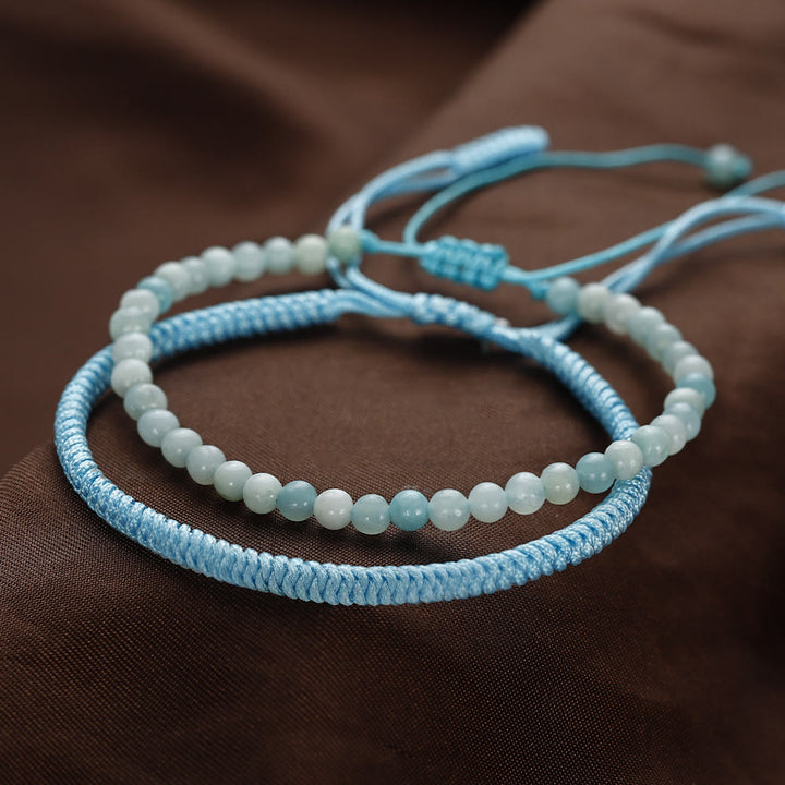 Bracelet tressé en perles d'amazonite naturelle Olivenorma