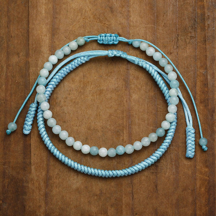 Bracelet tressé en perles d'amazonite naturelle Olivenorma