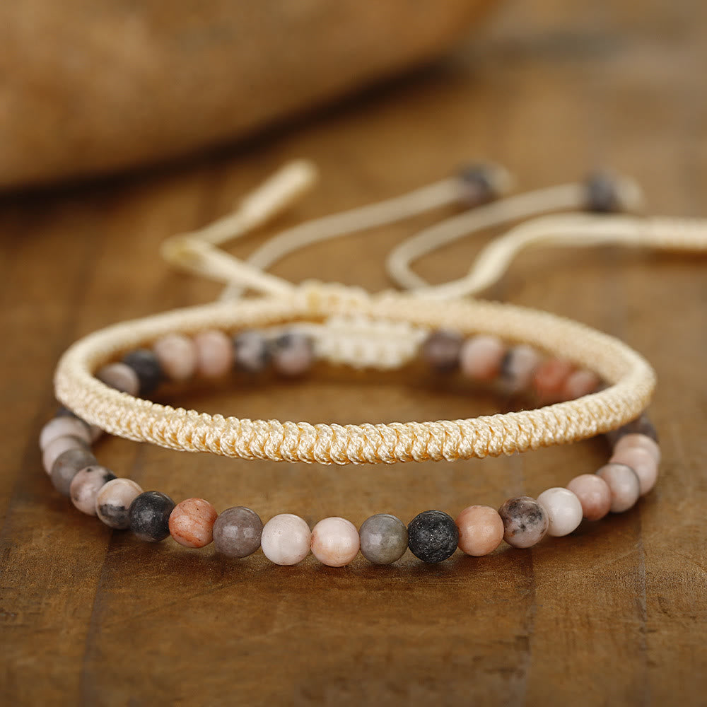 Bracelet tressé en perles de tourmaline prune naturelle Olivenorma