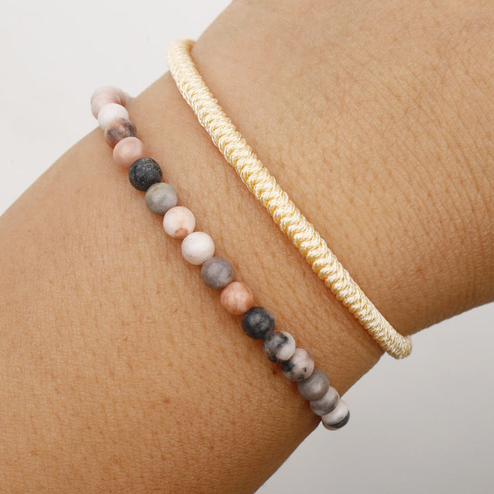 Bracelet tressé en perles de tourmaline prune naturelle Olivenorma