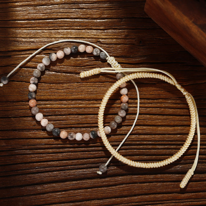 Bracelet tressé en perles de tourmaline prune naturelle Olivenorma