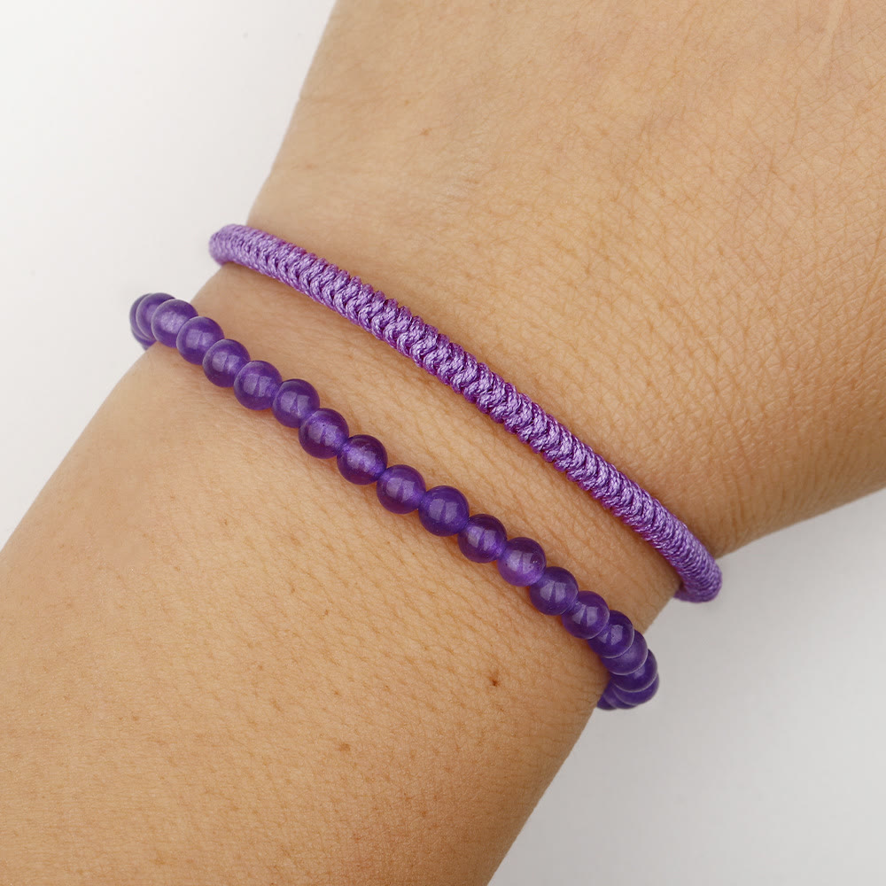 Bracelet tressé en perles d'améthyste naturelle Olivenorma