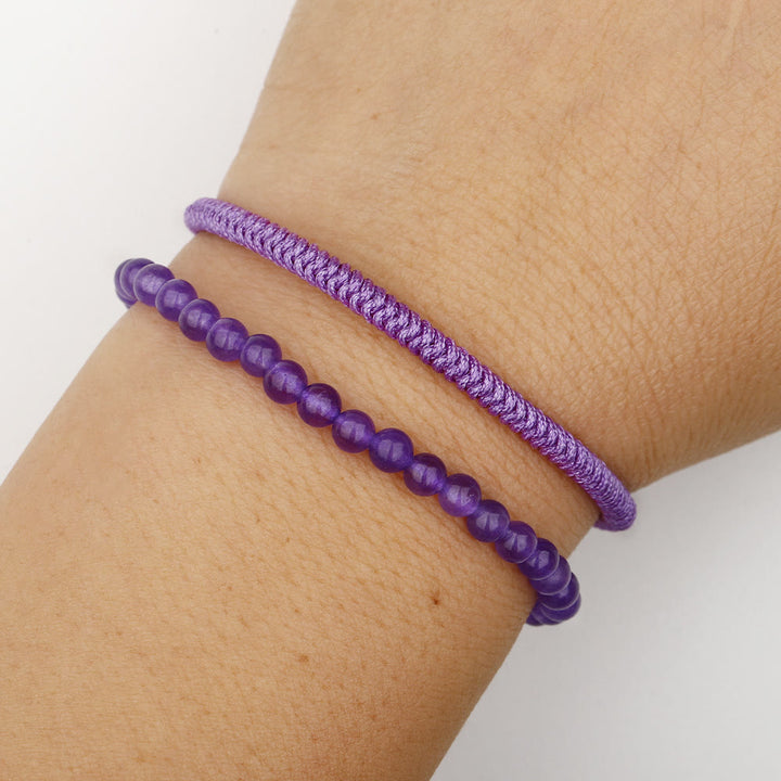 Bracelet tressé en perles d'améthyste naturelle Olivenorma