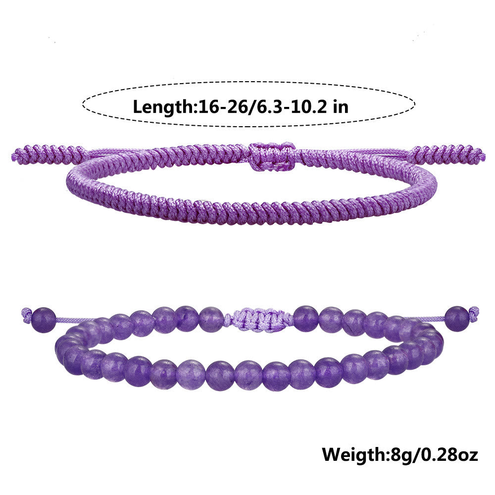 Bracelet tressé en perles d'améthyste naturelle Olivenorma
