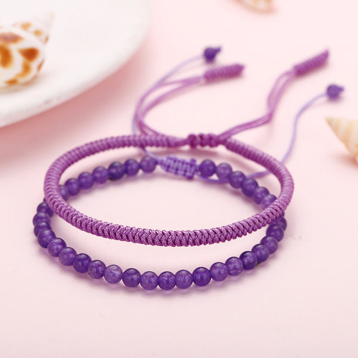 Bracelet tressé en perles d'améthyste naturelle Olivenorma