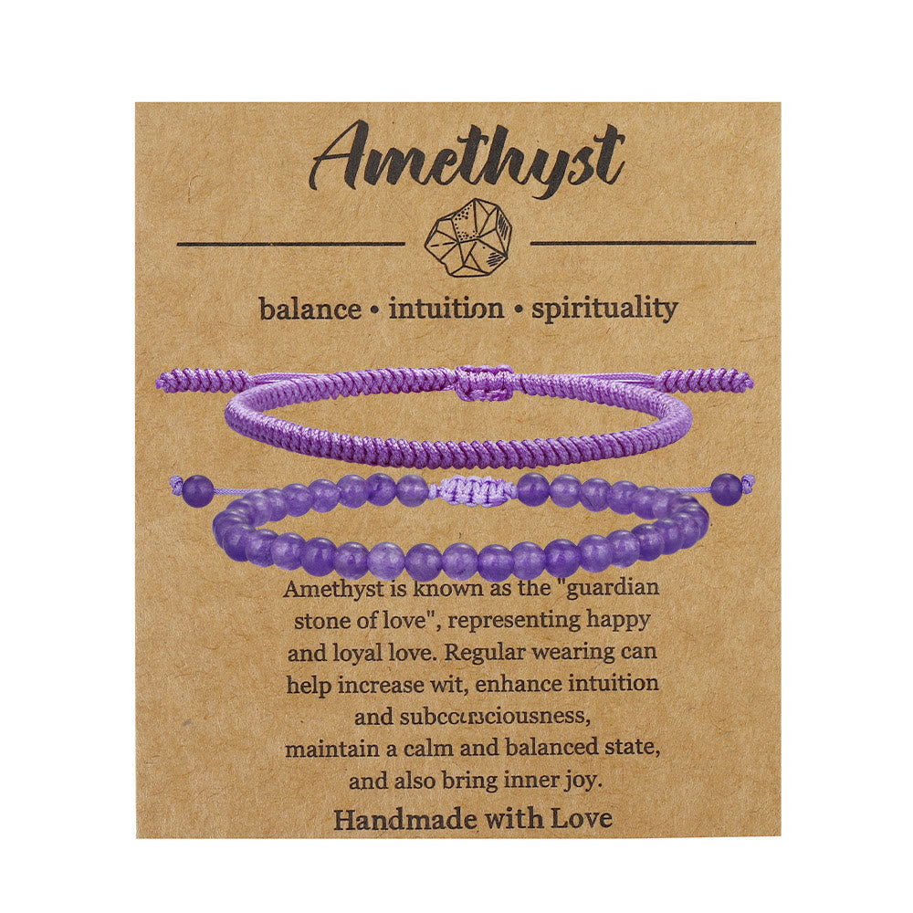 Bracelet tressé en perles d'améthyste naturelle Olivenorma