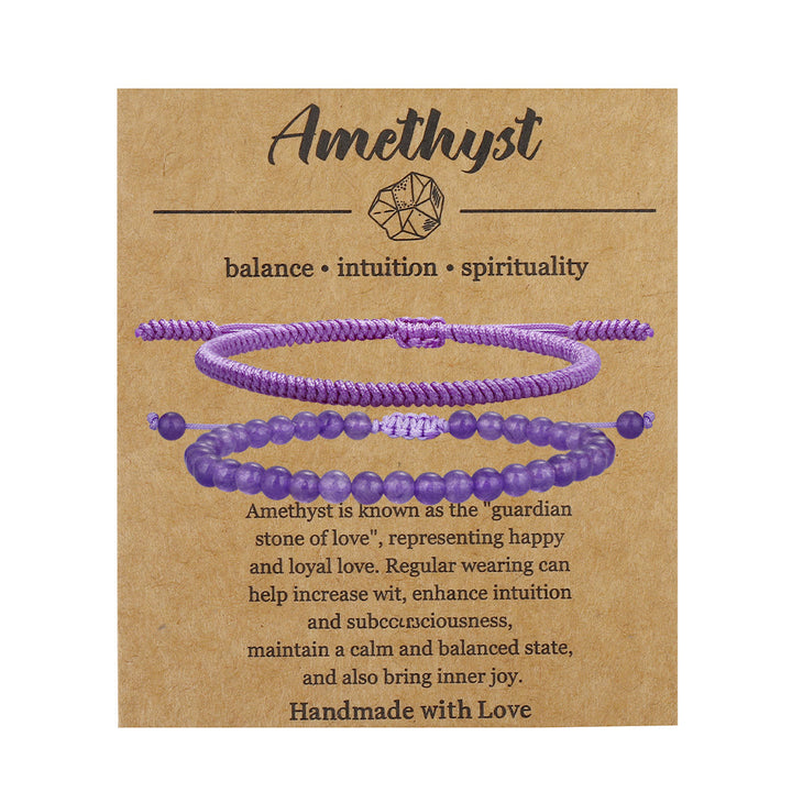 Bracelet tressé en perles d'améthyste naturelle Olivenorma
