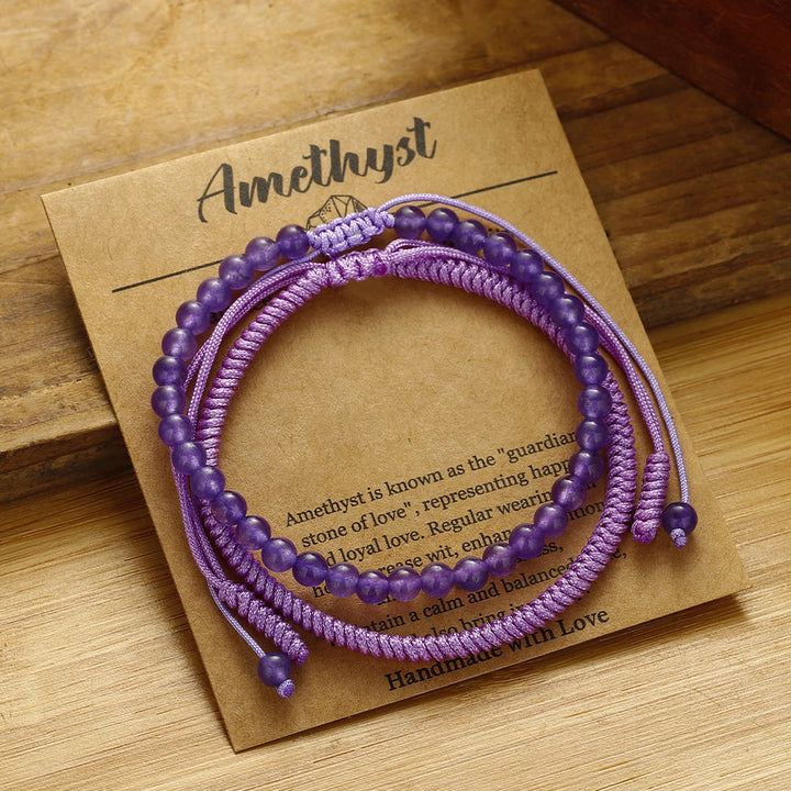 Bracelet tressé en perles d'améthyste naturelle Olivenorma