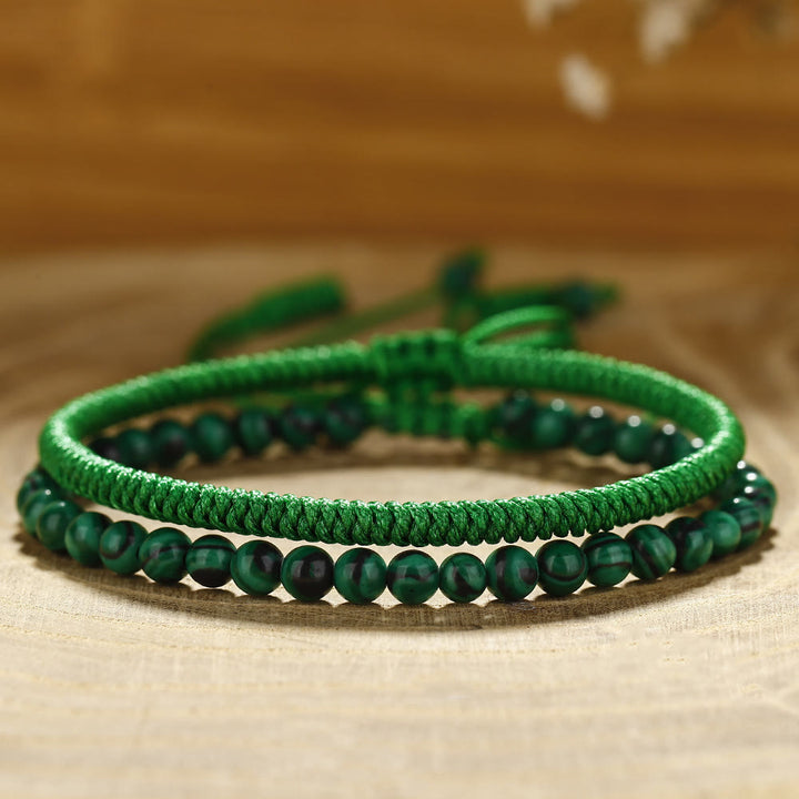 Bracelet tressé en perles de malachite naturelle Olivenorma
