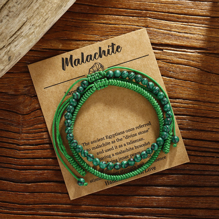Bracelet tressé en perles de malachite naturelle Olivenorma