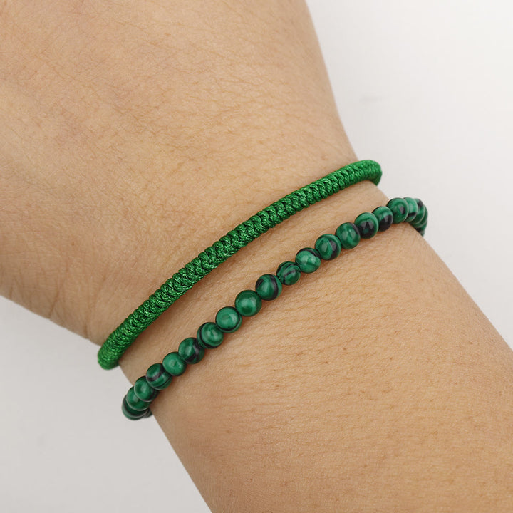 Bracelet tressé en perles de malachite naturelle Olivenorma