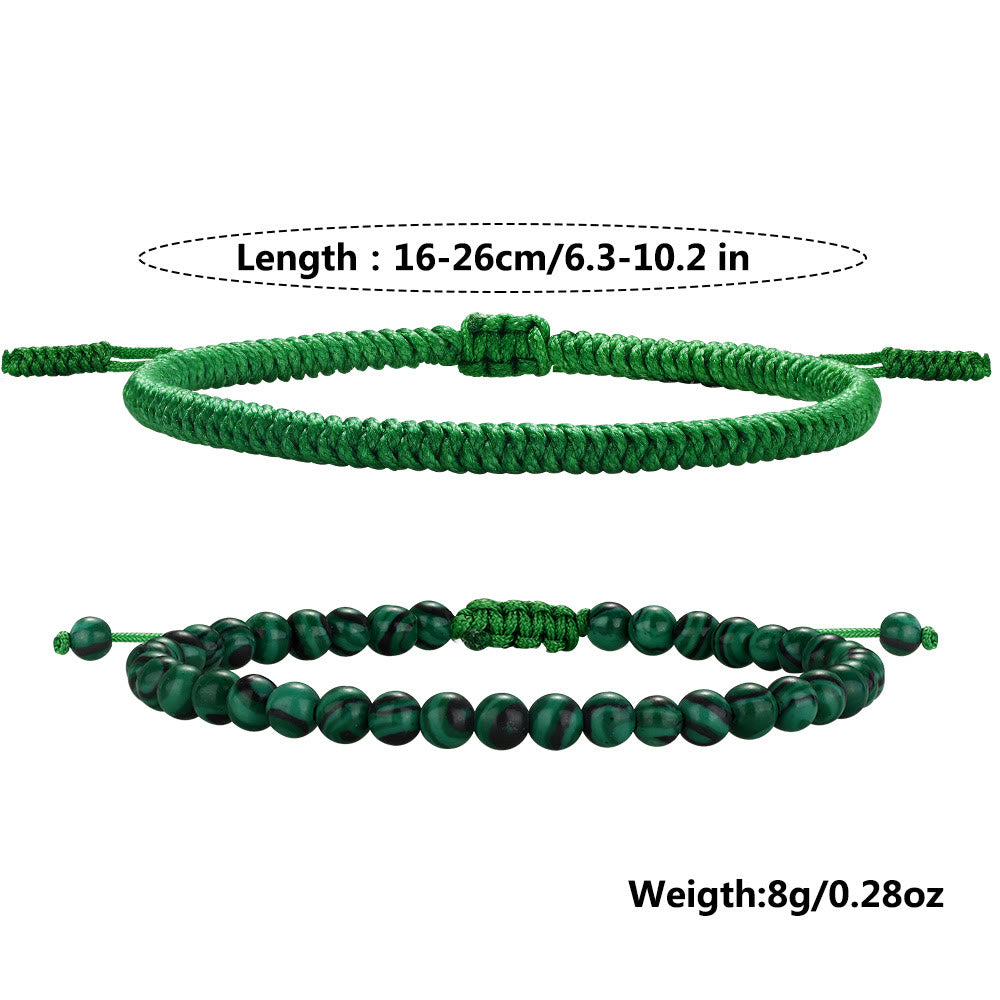 Bracelet tressé en perles de malachite naturelle Olivenorma