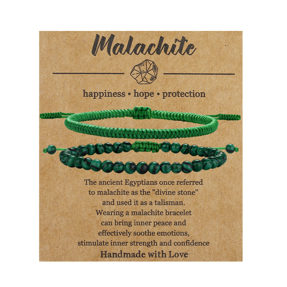 Bracelet tressé en perles de malachite naturelle Olivenorma