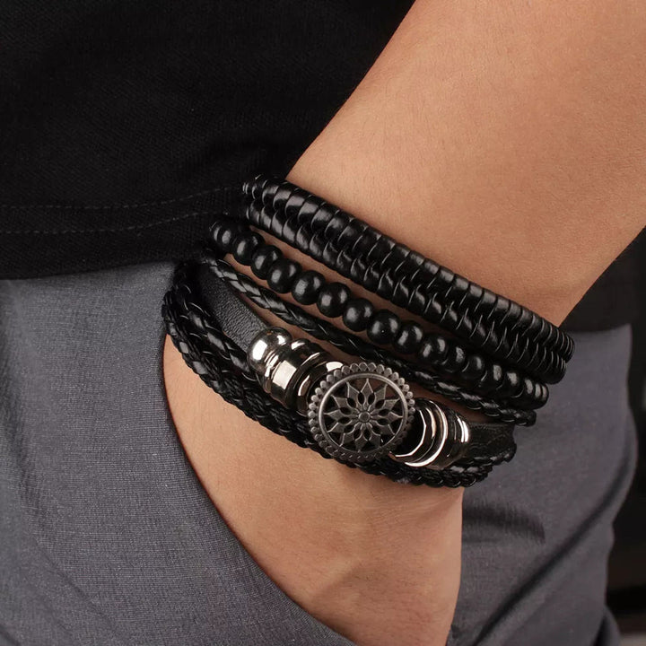 Bracelet multicouches en cuir synthétique vintage Olivenorma - image 1