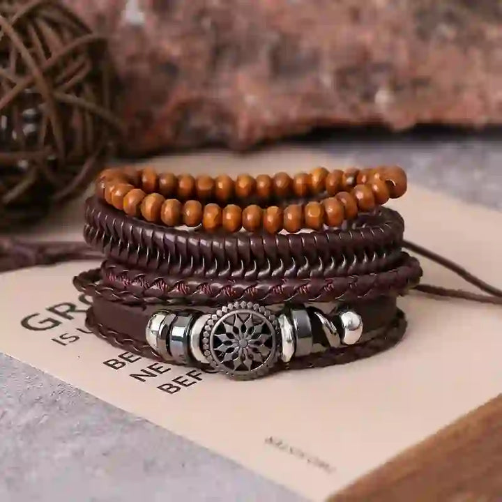 Bracelet multicouches en cuir synthétique vintage Olivenorma - image 7