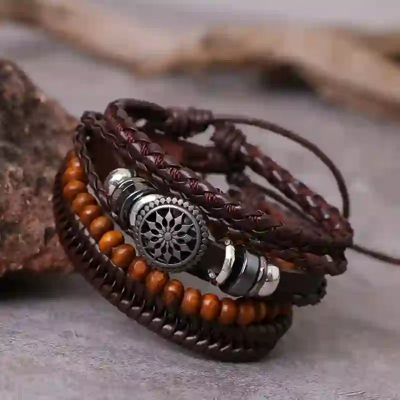 Bracelet multicouches en cuir synthétique vintage Olivenorma - image 9