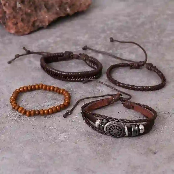 Bracelet multicouches en cuir synthétique vintage Olivenorma - image 8