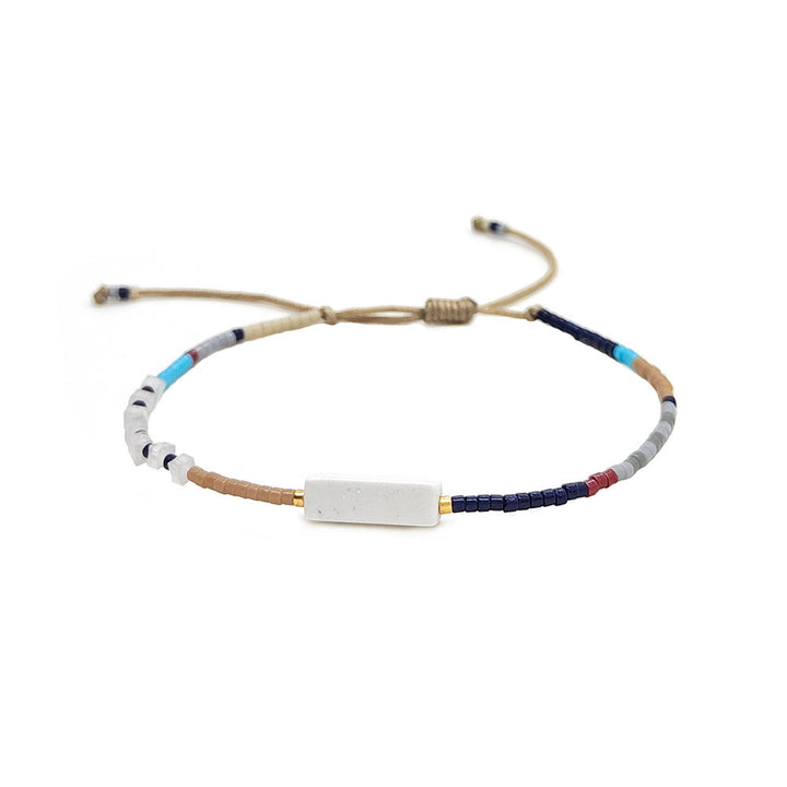 Bracelet pendentif rectangulaire en perles naturelles et cristal Olivenorma
