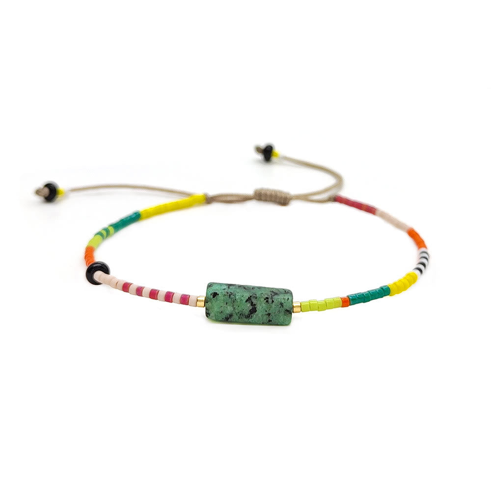 Bracelet pendentif rectangulaire en perles naturelles et cristal Olivenorma