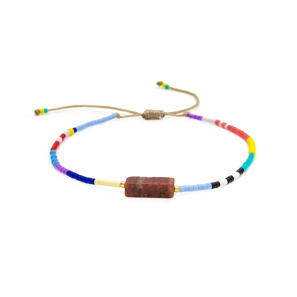 Bracelet pendentif rectangulaire en perles naturelles et cristal Olivenorma