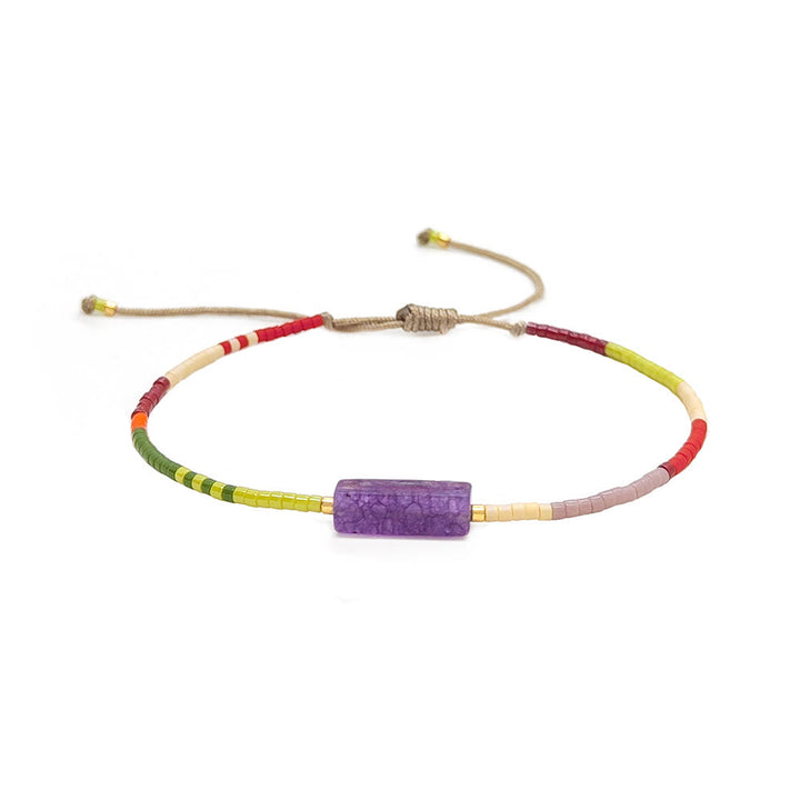 Bracelet pendentif rectangulaire en perles naturelles et cristal Olivenorma