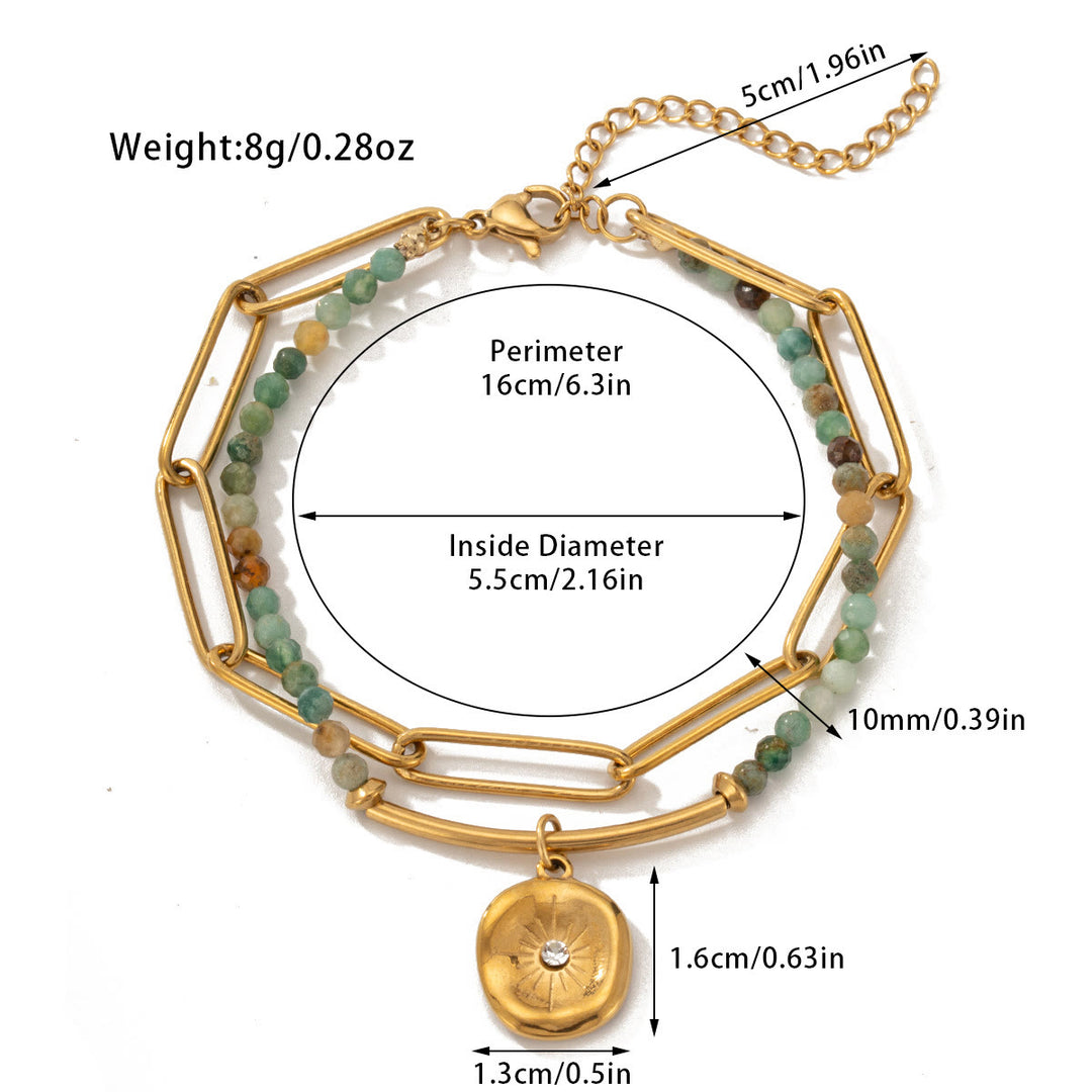 Bracelet double couche en alliage de cristal naturel Olivenorma