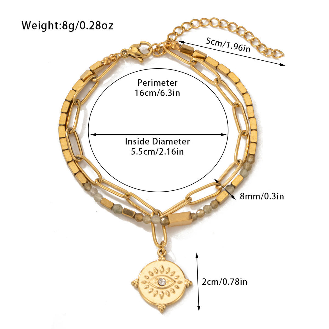 Bracelet double couche en alliage de cristal naturel Olivenorma