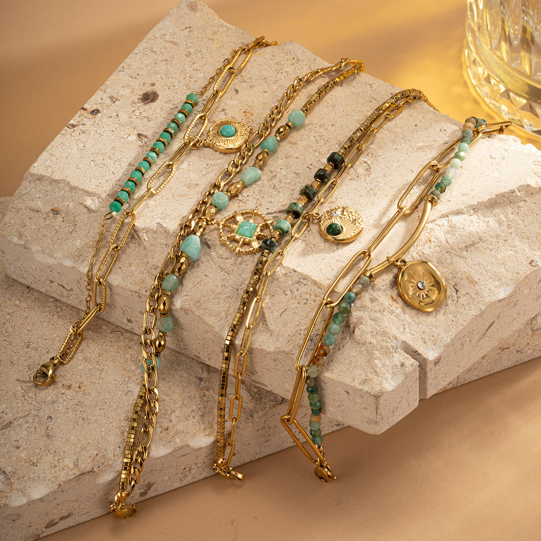 Bracelet double couche en alliage de cristal naturel Olivenorma