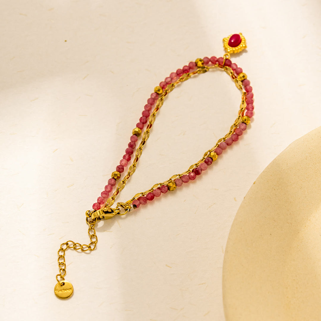 Bracelet en perles en alliage de pierre naturelle vintage Olivenorma