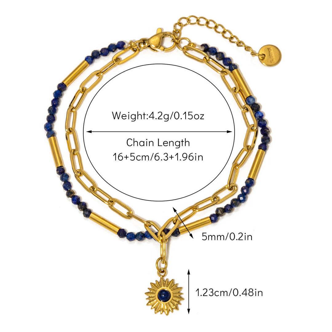 Bracelet en perles en alliage de pierre naturelle vintage Olivenorma