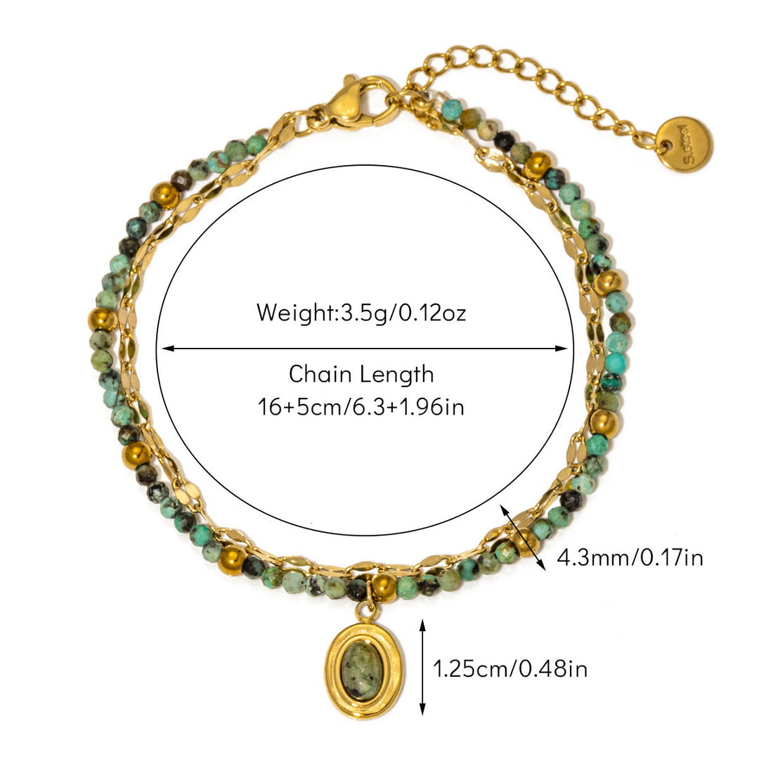 Bracelet en perles en alliage de pierre naturelle vintage Olivenorma