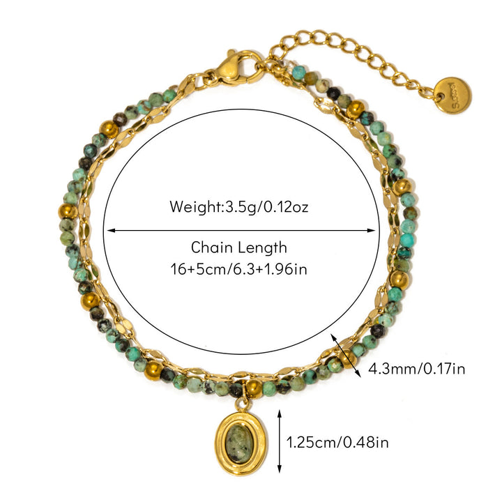 Bracelet en perles en alliage de pierre naturelle vintage Olivenorma
