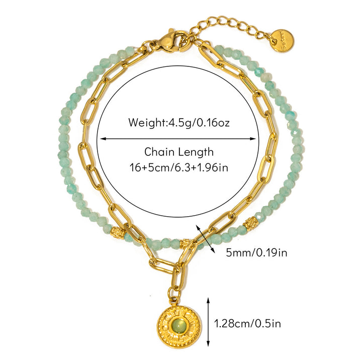 Bracelet en perles en alliage de pierre naturelle vintage Olivenorma