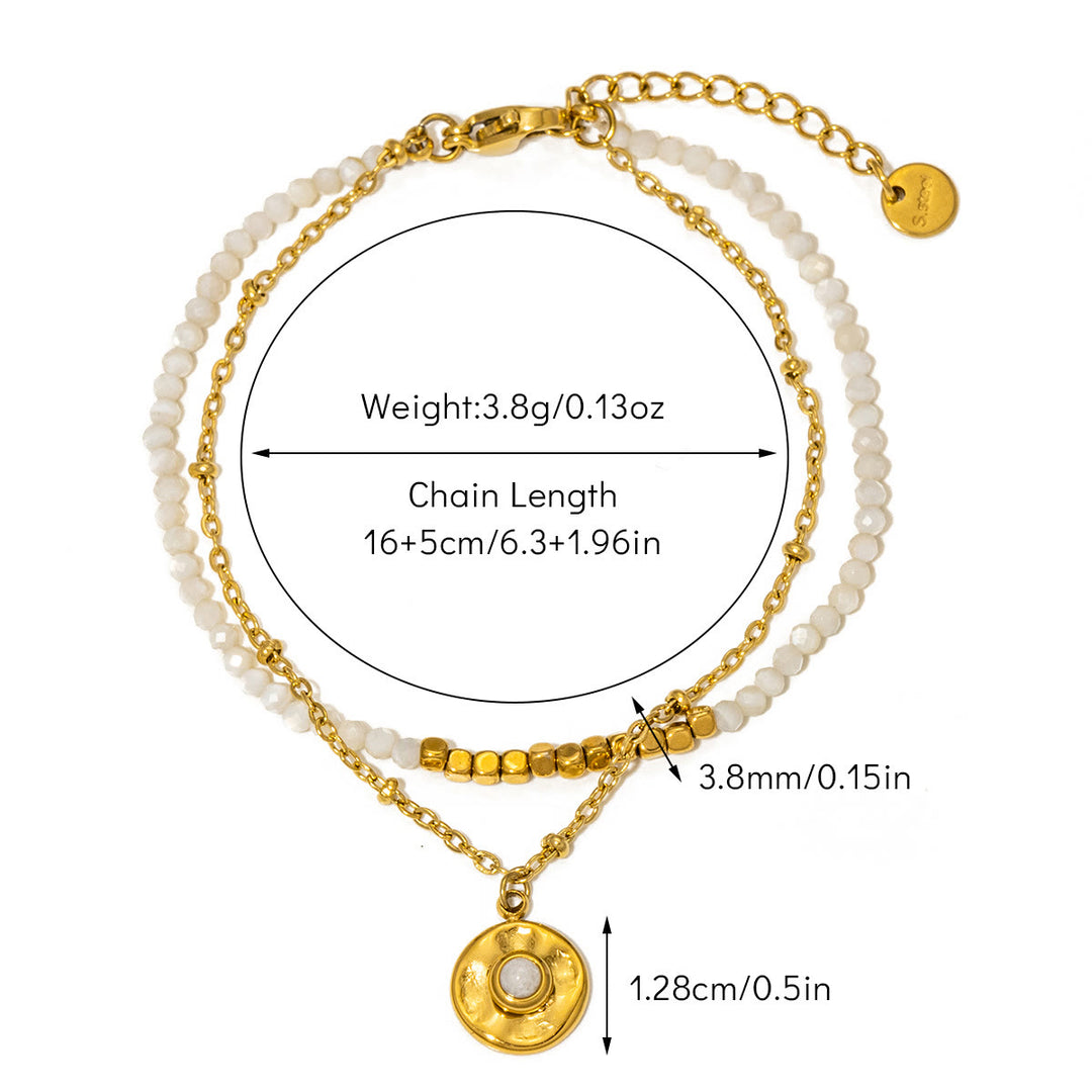 Bracelet en perles en alliage de pierre naturelle vintage Olivenorma