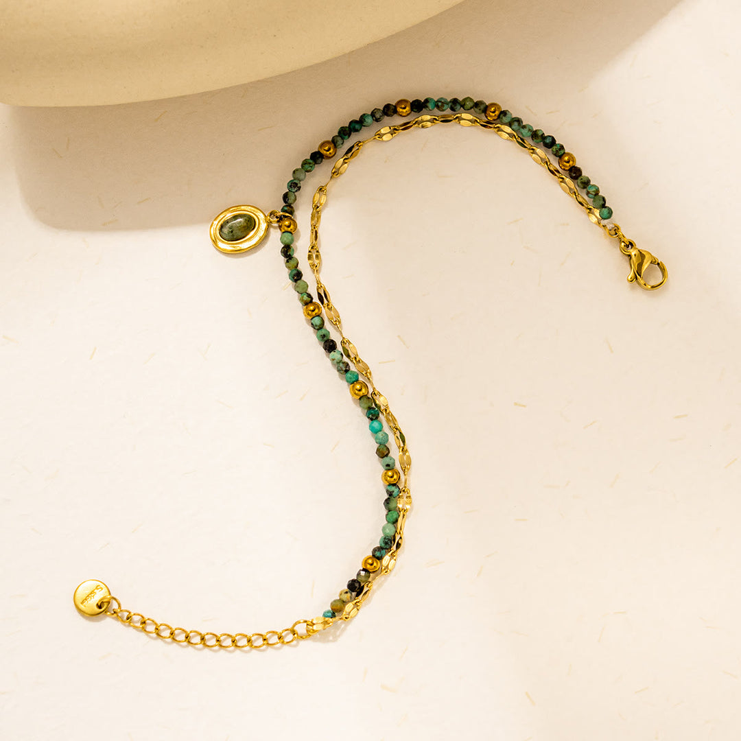 Bracelet en perles en alliage de pierre naturelle vintage Olivenorma