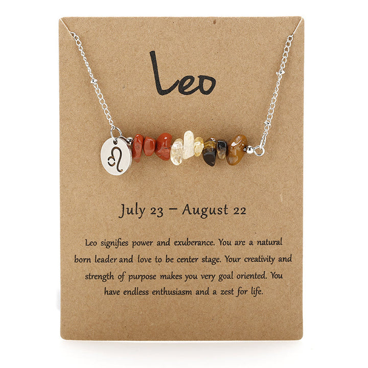 Collier pendentif zodiaque en perles de cristal naturel Olivenorma
