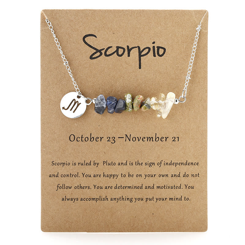 Collier pendentif zodiaque en perles de cristal naturel Olivenorma