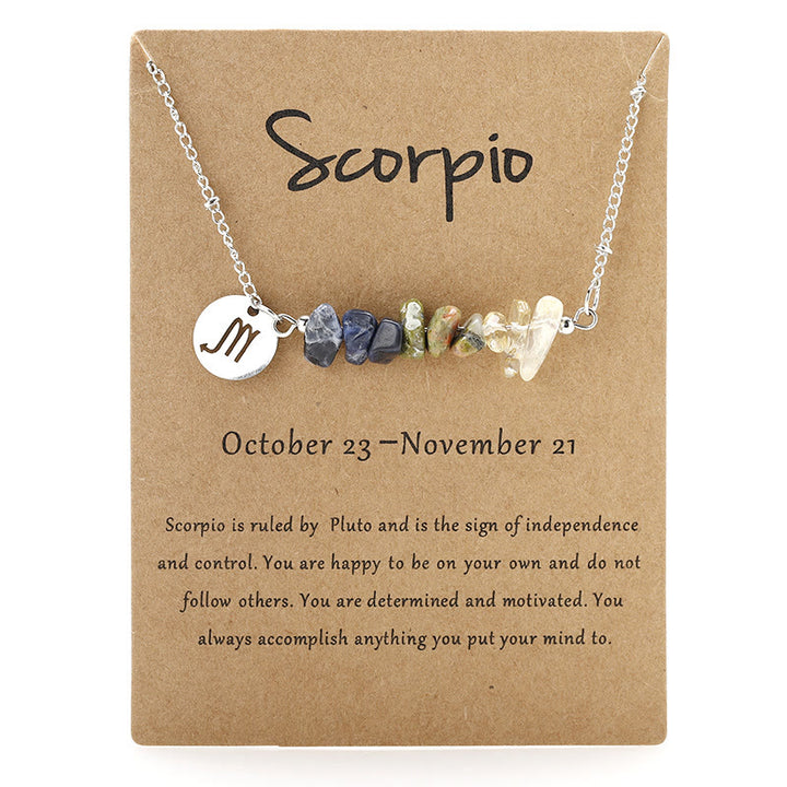 Collier pendentif zodiaque en perles de cristal naturel Olivenorma