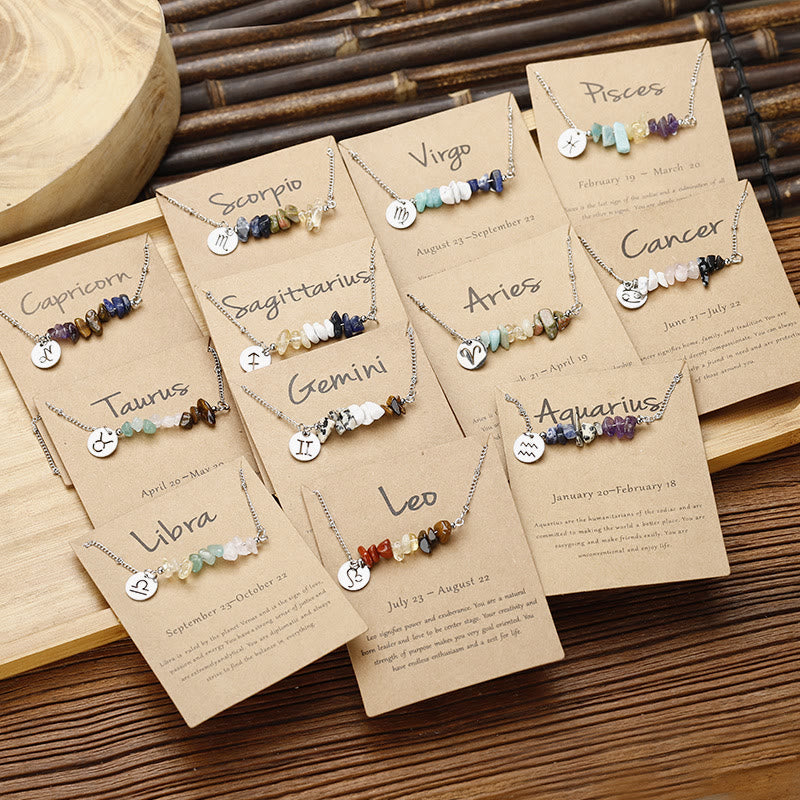 Collier pendentif zodiaque en perles de cristal naturel Olivenorma