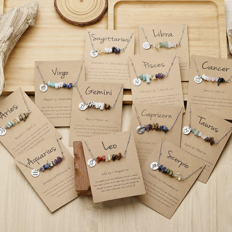 Collier pendentif zodiaque en perles de cristal naturel Olivenorma
