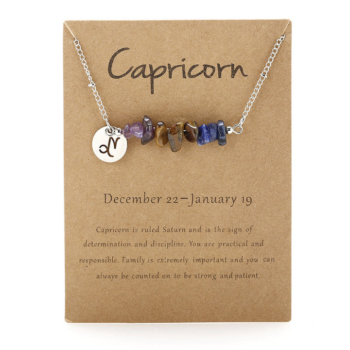 Collier pendentif zodiaque en perles de cristal naturel Olivenorma